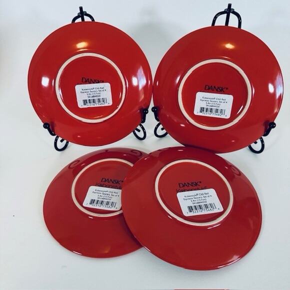 Dansk Kobenstyle Chili Red Espresso 5.4 inch #844320 Saucers set of 4 NWT - Picture 4 of 9